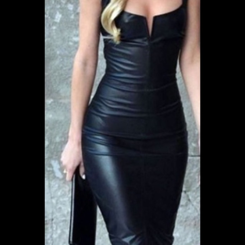 NWOT Size XL, black, pleather, dress.